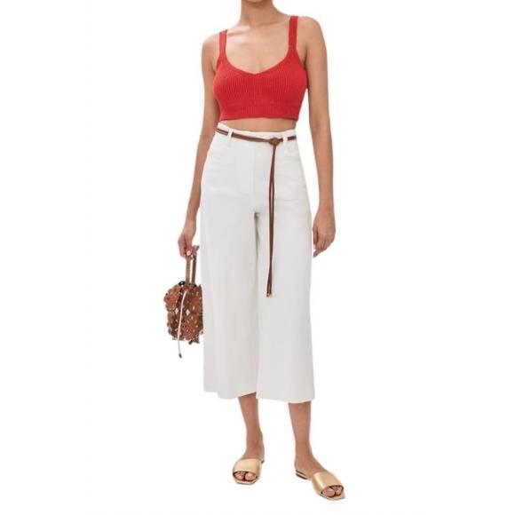 Staud Luca Pant Wide Leg Cropped Ivory Size 4 NWT - Picture 1 of 11